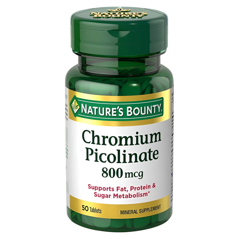 Natures Bounty Mega Chromium Picolinate 800 Mcg Dietary Supplement Tablets - 50 Ea